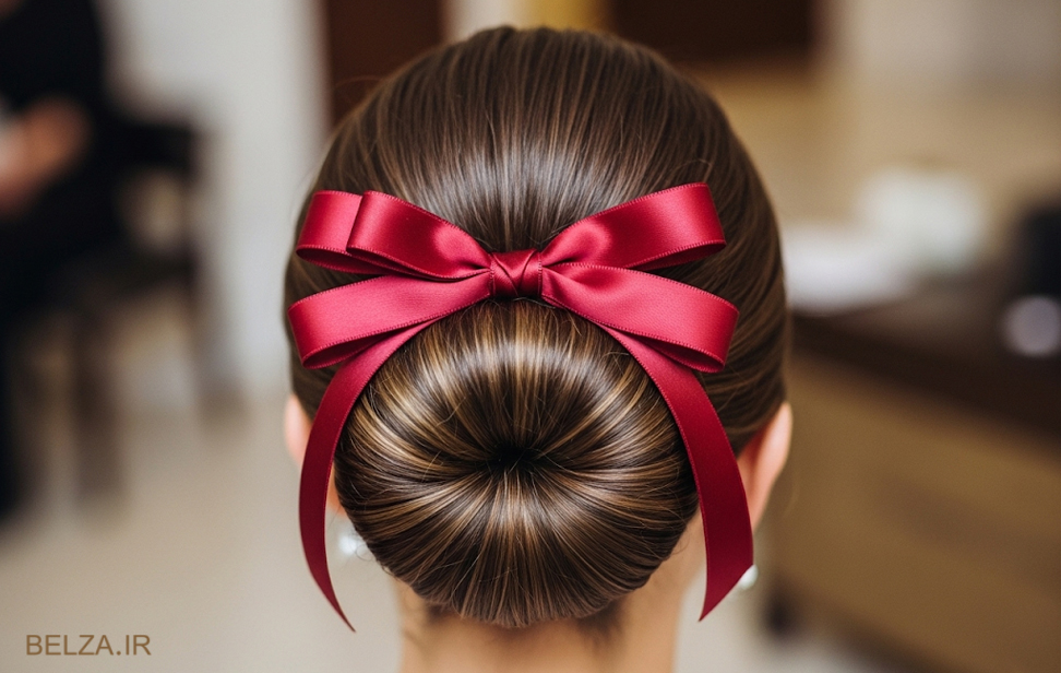 آموزش کامل بستن مو به شکل گوجه‌ای مجلسی با پاپیون سر