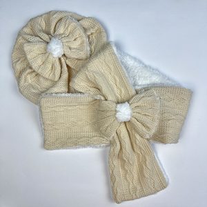 ست کلاه و شالگردن بچگانه شیری